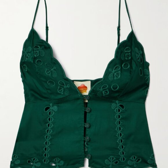 FARM RIO GREEN RICHELIEU MIDI SKIRT SIZE M CAMISOLE TOP SET SIZE S NWT - Picture 5 of 10